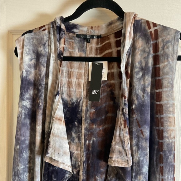 Coin 1804 Woman’s Tie-Dye Sleeveless Duster Vest Size 1X - Picture 3 of 13